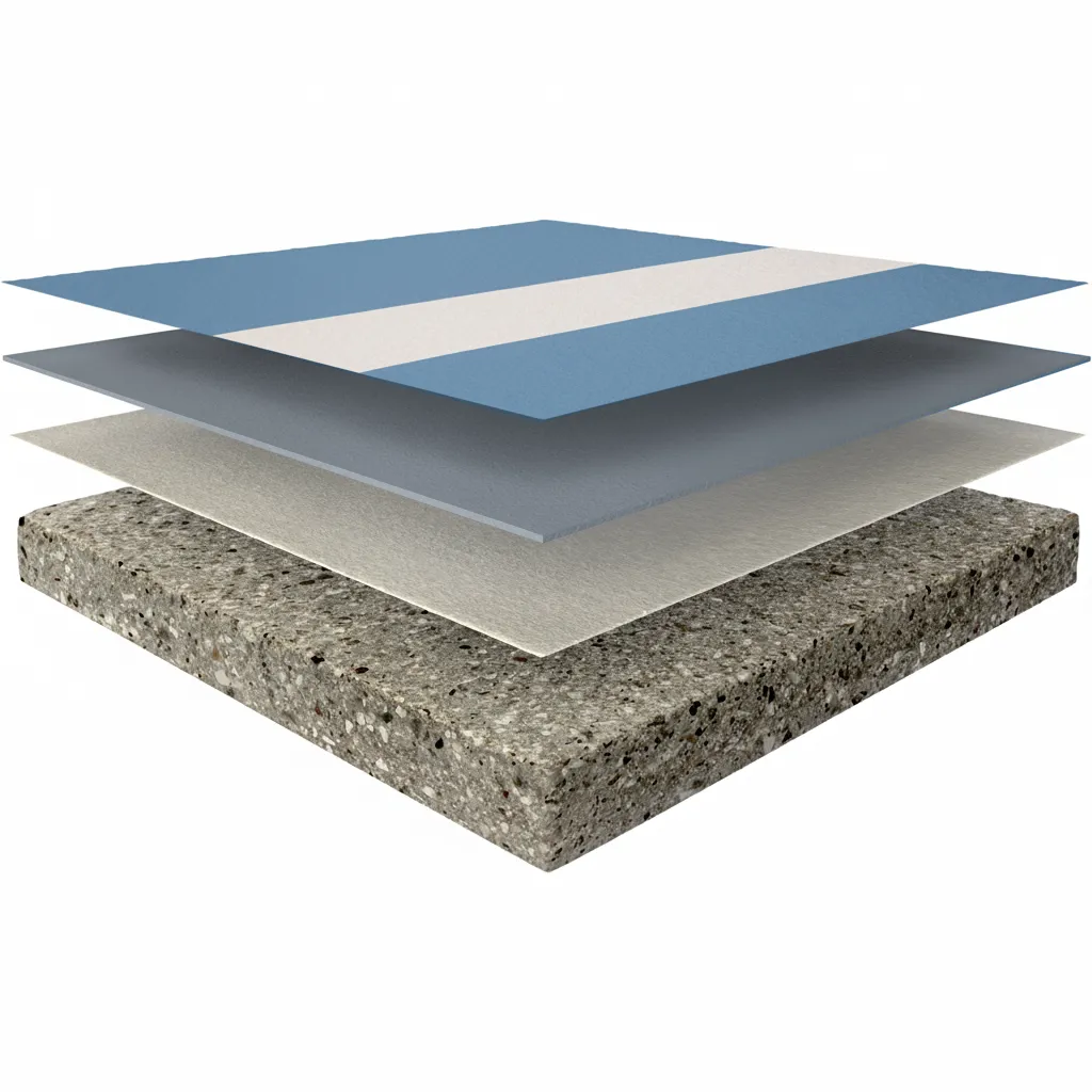 Sistema poliuretanico multistrato continuo elastico, per aree pedonali o carrabili soggette a traffico intenso. Spessore 4-4,5 mm