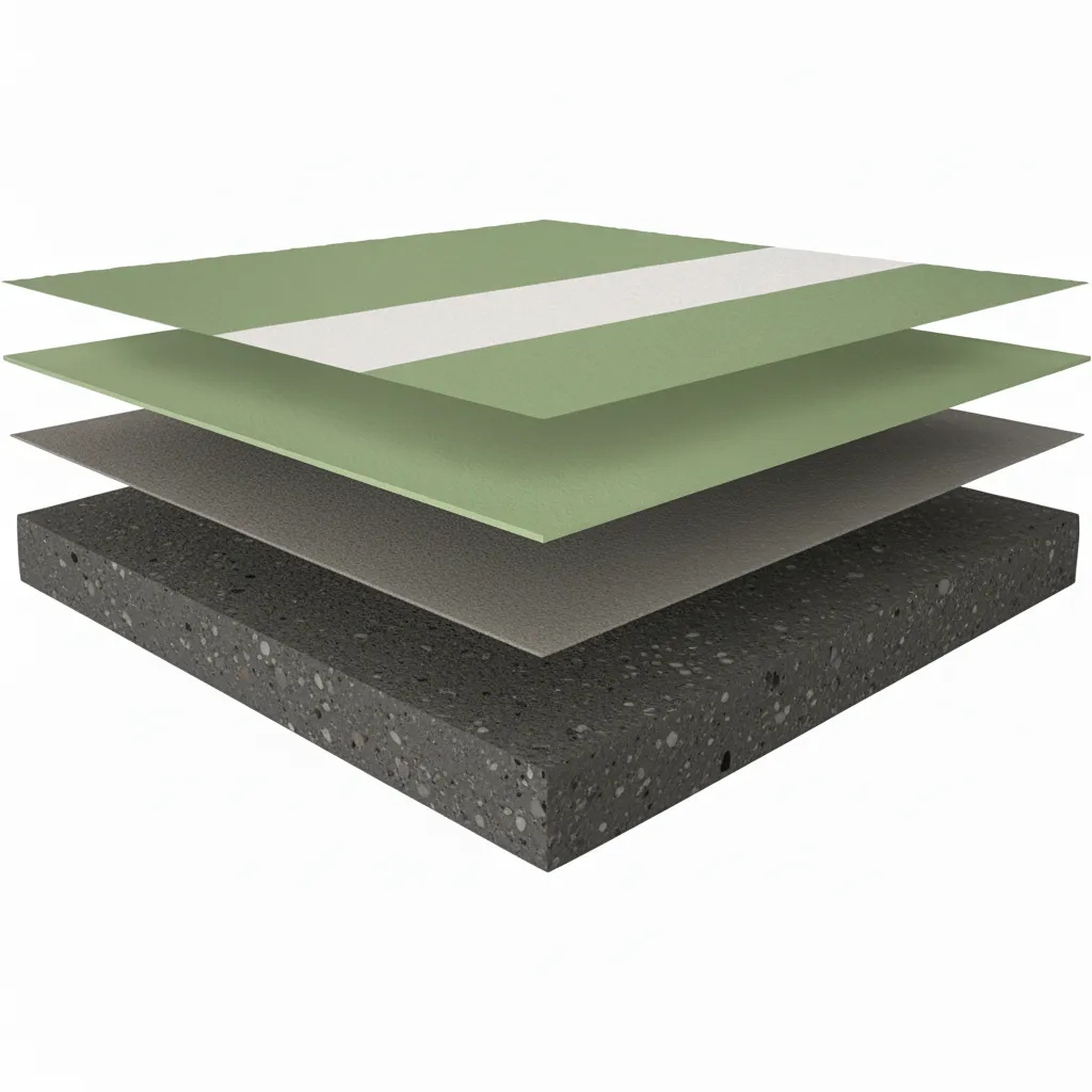 Sistema epossidico multistrato continuo per aree pedonali o carrabili soggette a traffico intenso. Spessore 3-3,5 mm.